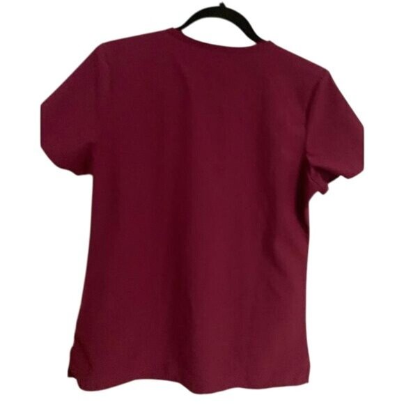 GT Performance Burgundy Scrub Top S Short Sleeve V-Neck With Pockets - Picture 1 of 4